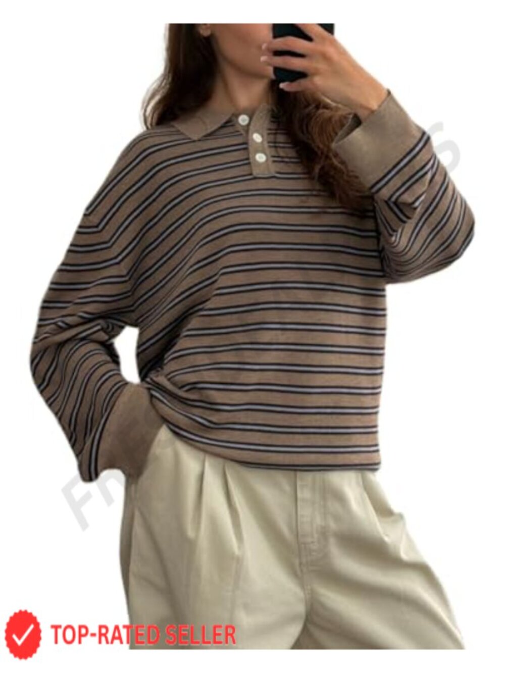 Y2K Vintage Striped Long Sleeve V Neck Knit Sweater Jumper Top